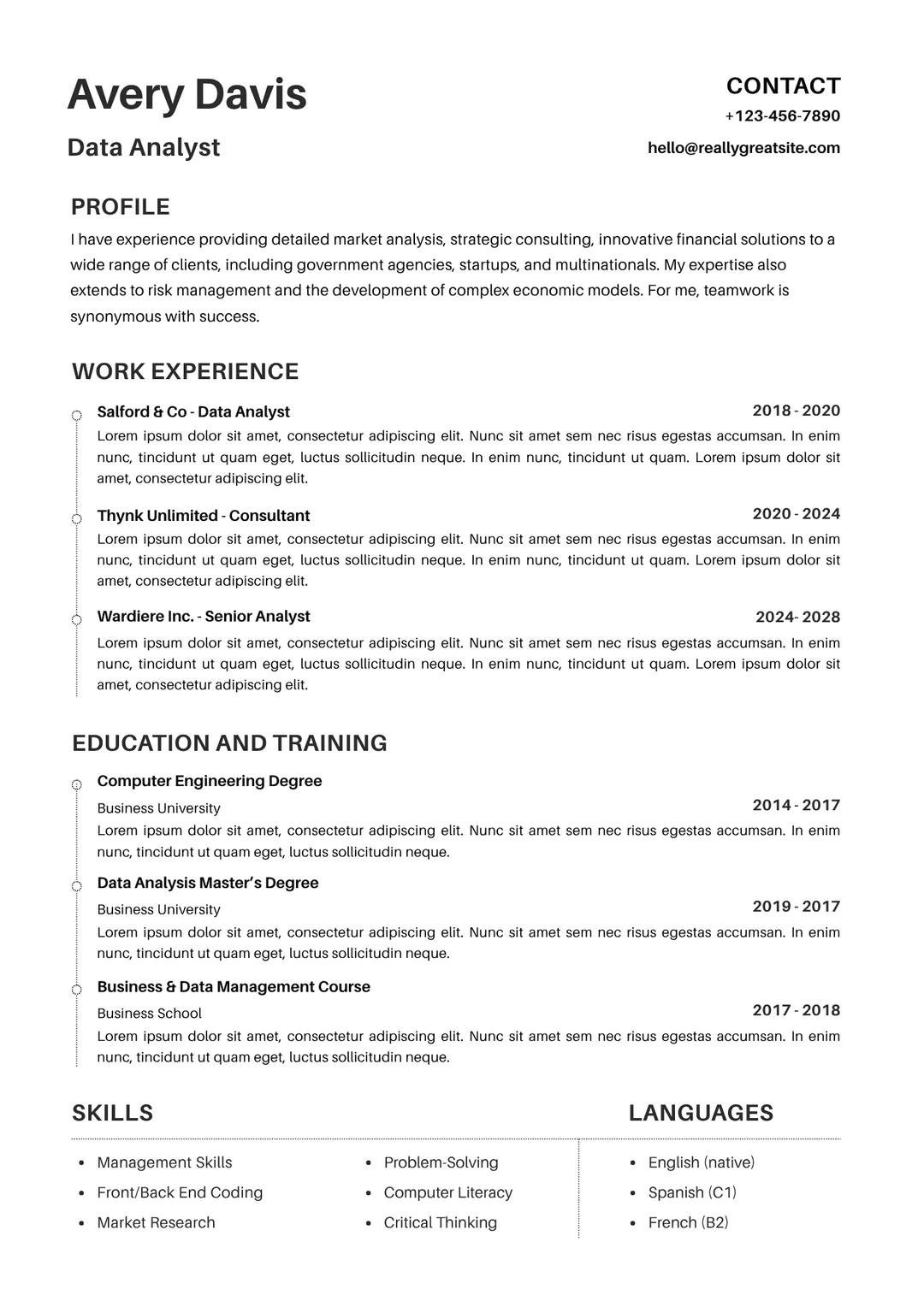 Minimal Resume Template Preview